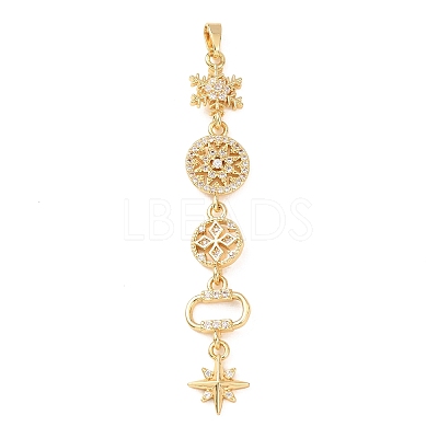 Tassel Brass Micro Pave Clear Cubic Zirconia Big Pendants KK-L271-01G-06-1