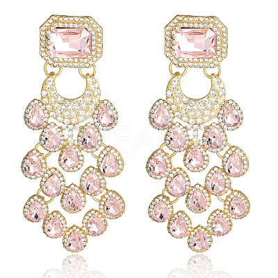 Teardrop with Rectangle Alloy Rhinestone Chandelier Earrings FS-WGBF96F-05-1