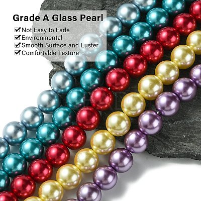Eco-Friendly Glass Pearl Bead Strands HY-A008-14mm-M-1
