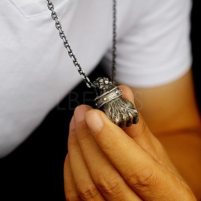 Vintage Alloy Power Boxing Fist Pendant Necklaces for Unisex WG4F7FC-01-1