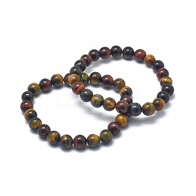 Natural Tiger Eye Bead Stretch Bracelets X-BJEW-K212-B-005-1