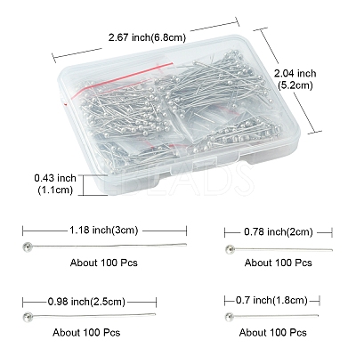 400Pcs 4 Styles Brass Ball Head pins KK-FS0001-12-1
