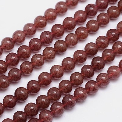 Natural Strawberry Quartz Round Bead Strands G-L411-25-8mm-1