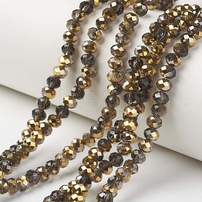 Electroplate Transparent Glass Beads Strands EGLA-A034-T6mm-O14-1