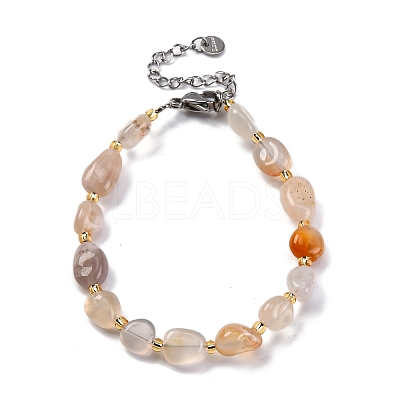 Natural Cherry Blossom Agate Beaded Bracelets for Women G-P563-07P-15-1