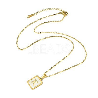Ion Plating(IP) Rectangle with Initial Letter 304 Stainless Steel Pendant Necklace NJEW-R265-04G-K-1