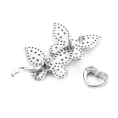 Brass Micro Pave Clear Cubic Zirconia Clasps KK-S356-503-NF-1