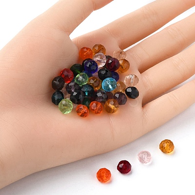 Faceted Rondelle Transparent Glass Beads GLAA-YW0001-84B-1