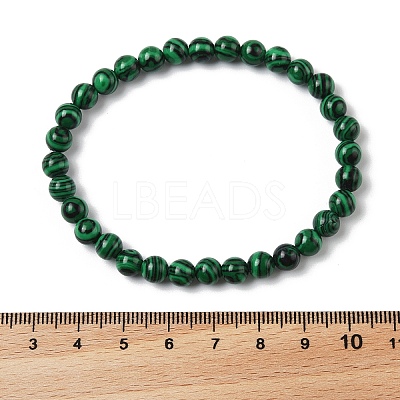 Synthetic Malachite Bead Stretch Bracelets X-BJEW-K212-A-031-1