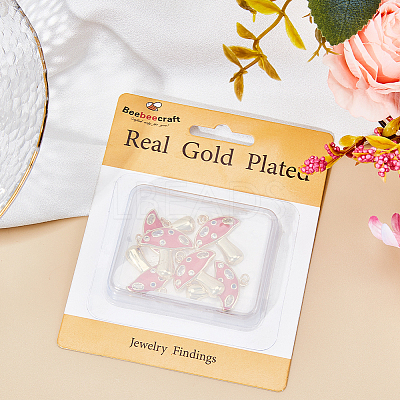 6Pcs Autumn Theme Real 18K Gold Plated Brass Micro Pave Cubic Zirconia Pendants ZIRC-BBC0002-34-1
