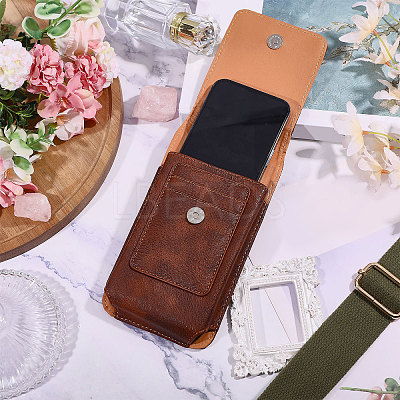Rectangle Cowhide Mobile Phone Waist Belt Pouches AJEW-WH0596-953B-1