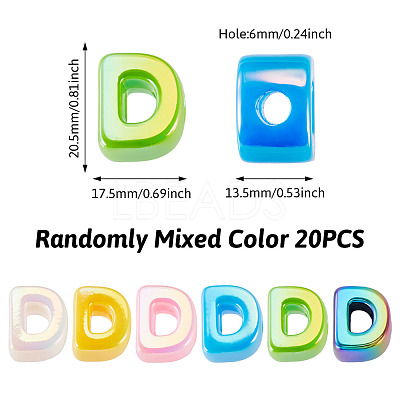 20Pcs UV Plating Opaque Acrylic European Beads OACR-TADJ0001-16D-1