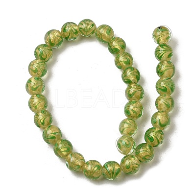 Gold Sand Lampwork Beads Strands LAMP-P071-12mm-07-1
