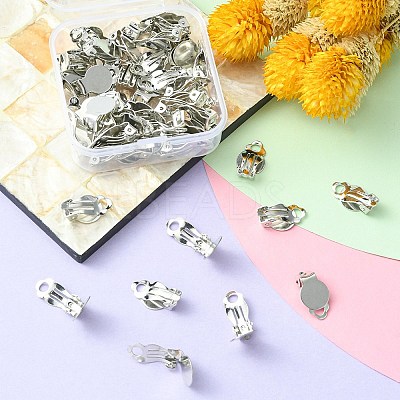 50Pcs Iron Clip-on Earring Settings IFIN-YW0003-03-1
