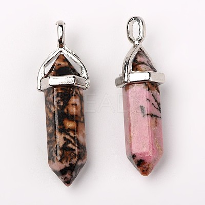 Natural Rhodonite Double Terminated Pointed Pendants X-G-F295-05D-1