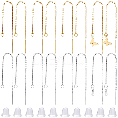 8 Pairs 2 Colors 304 Stainless Steel Earring Findings STAS-BBC0009-72-1