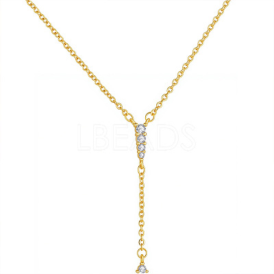 Brass Micro Pave Clear Cubic Zirconia Tassel Lariat Y Necklaces for Women WGB9A21-01-1
