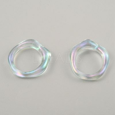 Candy Color Plastic Twist Wave Finger Ring for Women RJEW-WH0004-26A-1