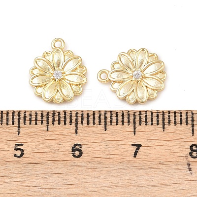 Brass Micro Pave Clear Cubic Zirconia Charms KK-G544-07G-02-1