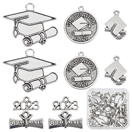 SUNNYCLUE 50Pcs 5 Style Tibetan Style Alloy Pendants FIND-SC0003-70-1