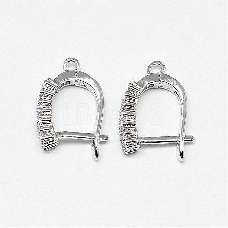 Brass Micro Pave AAA Cubic Zirconia Ear Harp Hoop Earring Findings KK-F699-02P-NR-1