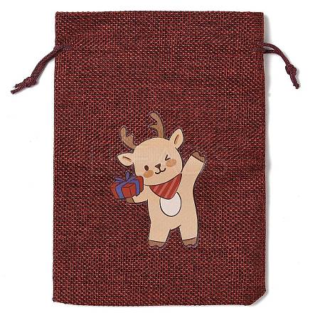 Christmas Theme Jute Cloth Storage Bags ABAG-F010-01B-01-1