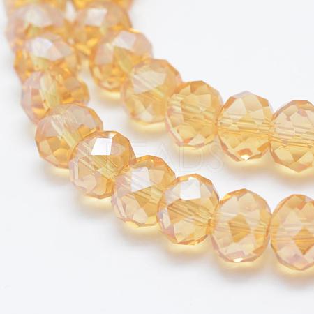 Electroplate Glass Beads Strands GLAA-P312-07-6x8mm-06-1