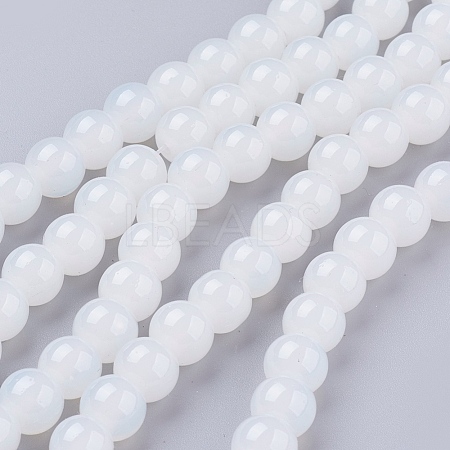 Imitation Jade Glass Round Beads Strands X-DGLA-S076-8mm-21-1