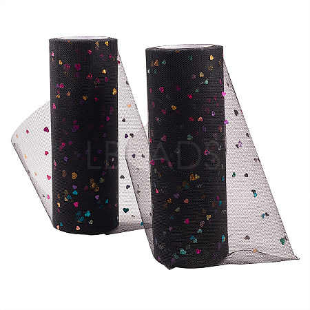 Heart Glitter Sequin Deco Mesh Ribbons OCOR-BC0007-27-1