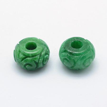 Natural Dyed Myanmar Jade/Burmese Jade Carved Rondelle European Beads G-E407-17-1