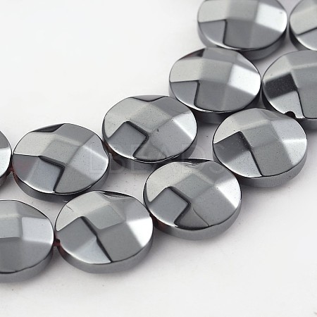 Electroplate Non-magnetic Synthetic Hematite Flat Round Bead Strands G-L368-05D-1