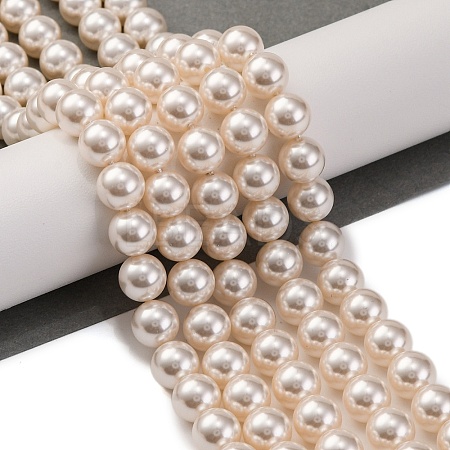 Baking Paint Pearlized Glass Pearl Round Bead Strands PEAR-H019-02C-02-1
