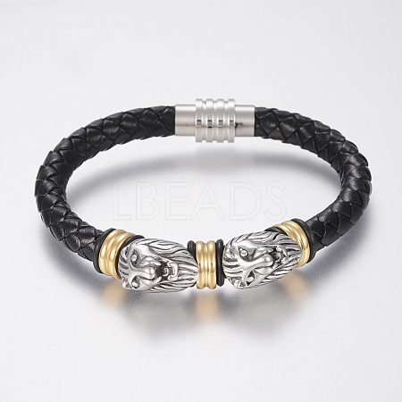 Braided Leather Cord Bracelets BJEW-H560-21-1