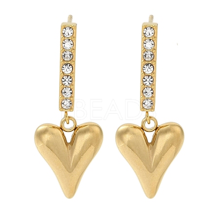 Ion Plating(IP) Stainless Steel Inlay Rhinestone Stud Earrings for Women EJEW-M024-06C-G-1