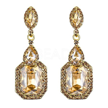 Brass Rhinestone Dangle Stud Earrings FS-WG9D6B6-09-1