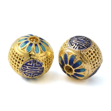 Rack Plating Brass Enamel Beads KK-P276-22C-G-1