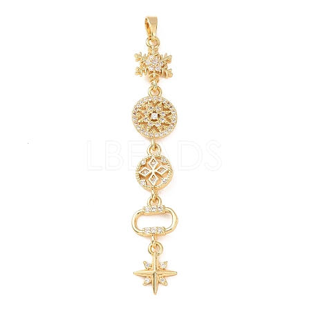 Tassel Brass Micro Pave Clear Cubic Zirconia Big Pendants KK-L271-01G-06-1
