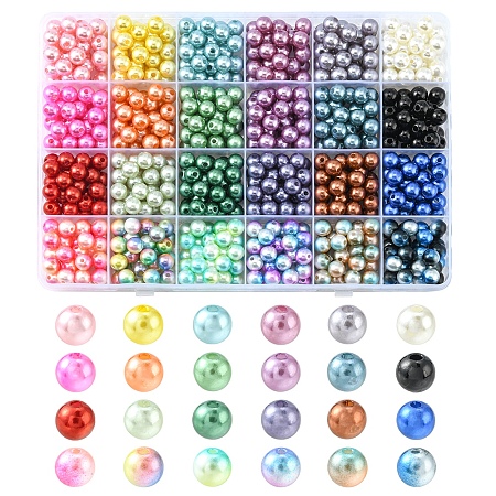 792Pcs 24 Style ABS Plastic & Acrylic Imitation Pearl Beads OACR-YW0001-29-1