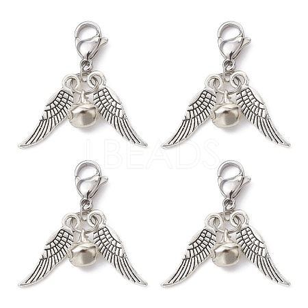 Alloy Wings and Iron Bell Pendant Decoration HJEW-JM01309-02-1