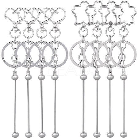 10Pcs Iron Bar Beadable Keychain KEYC-SC0001-76-1