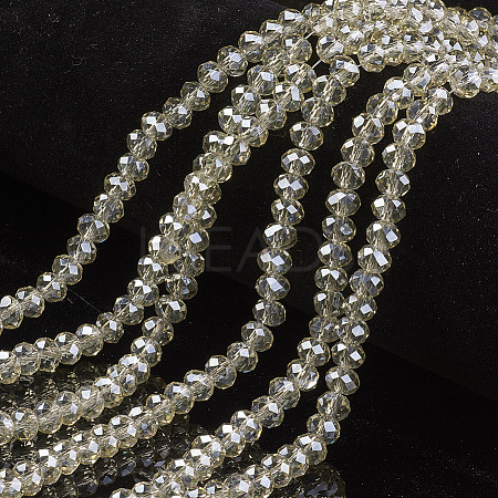 Electroplate Transparent Glass Beads Strands EGLA-A034-T2mm-Y06-1
