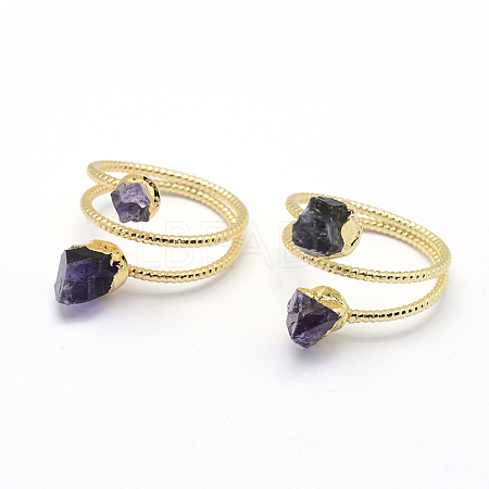 Natural Amethyst Finger Rings RJEW-A031-01G-1