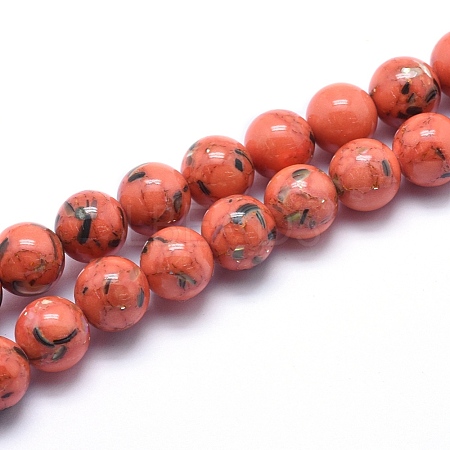 Sea Shell and Synthetic Turquoise Assembled Beads Strands G-G758-12-4mm-1