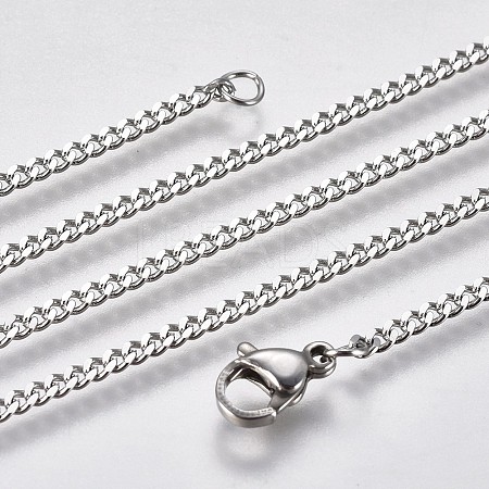 304 Stainless Steel Curb Chain Necklaces NJEW-L162-01B-P-1
