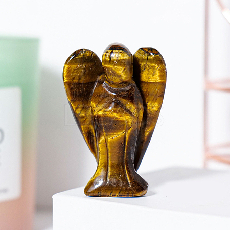 Natural Tiger Eye Angel Figurine Display Decorations G-PW0007-060J-1