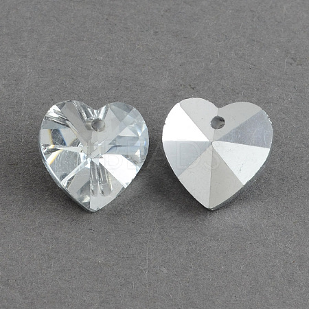 Heart Electroplated Glass Pendants EGLA-R082-01-1
