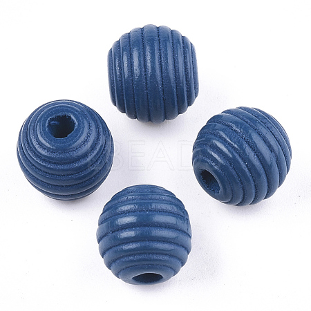Painted Natural Wood Beehive Beads WOOD-S049-04A-02-1
