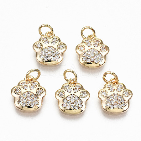 Brass Micro Pave Clear Cubic Zirconia Charms X-RJEW-T063-38G-NF-1