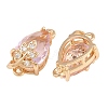 Brass Micro Pave Clear Cubic Zirconia Connector Charms CU-CBA7392-13G-02-2