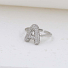 Brass Micro Pave Clear Cubic Zirconia Cuff Rings FS-WG17FF6-01-1